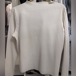 BABATON White Pleated Long Sleeve Top